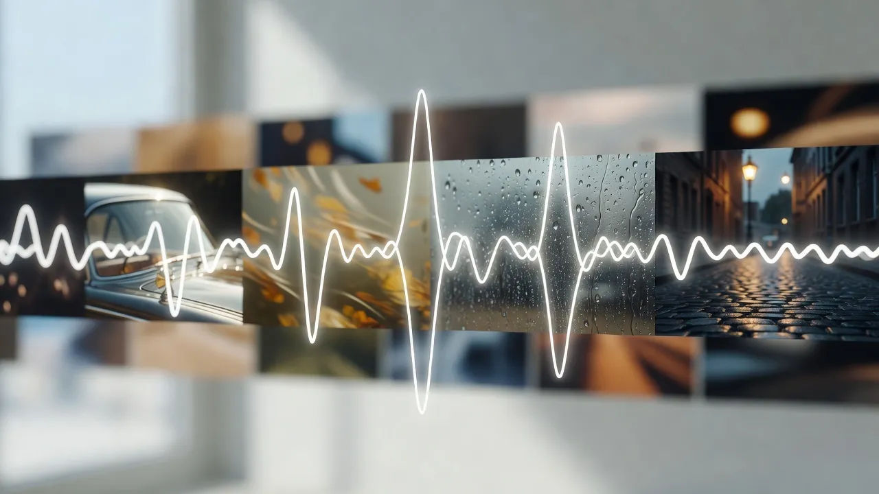 Waveform of a short loop repeating across a feed of clips