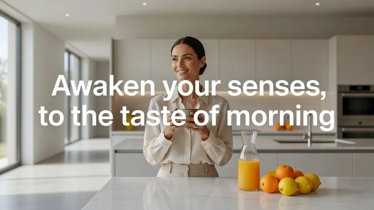 TV commercial frame with a jingle lyric across the screen