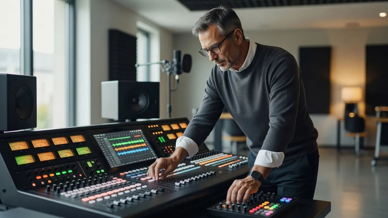 Producer shaping a commercial jingle at a studio console