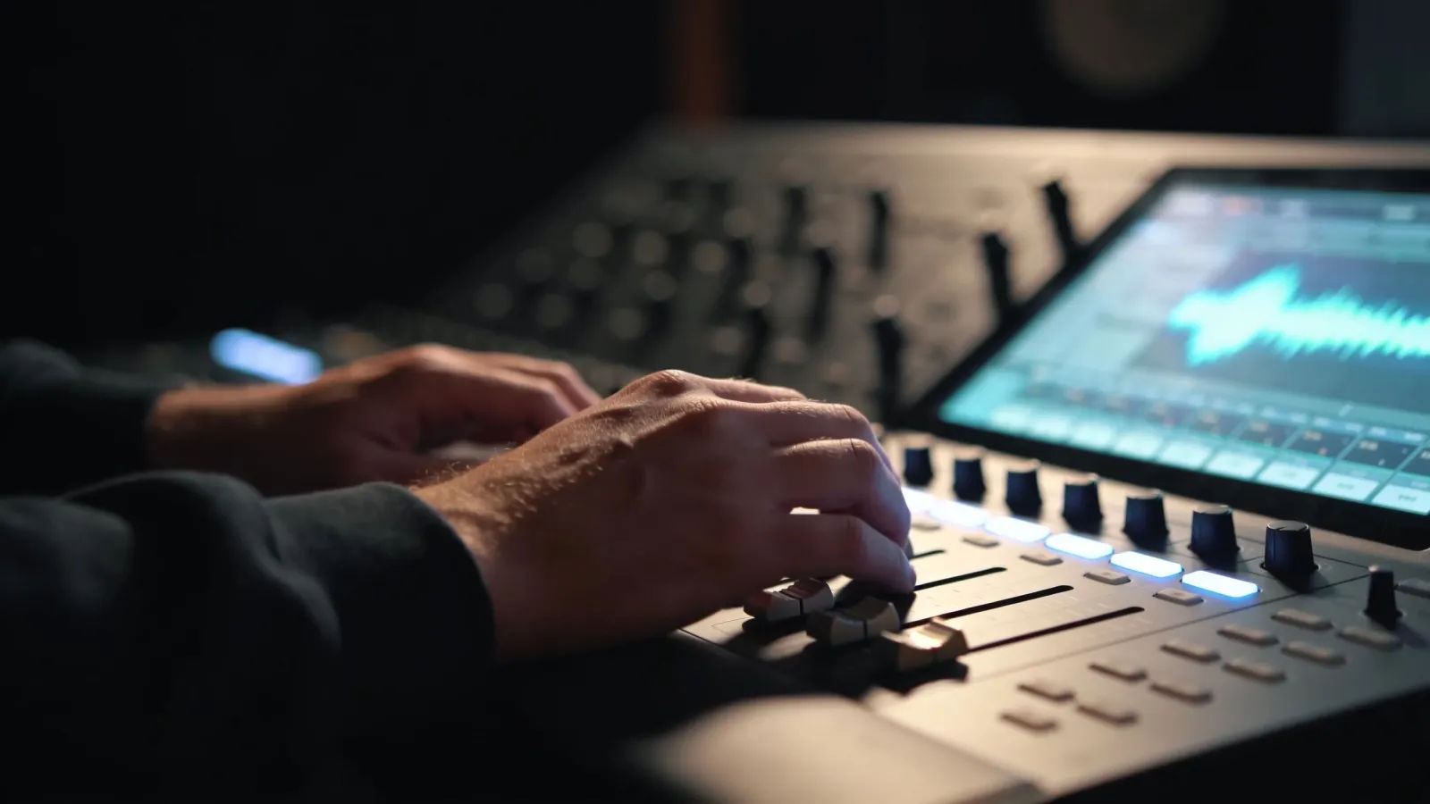 Hands on audio console with abstract interface
