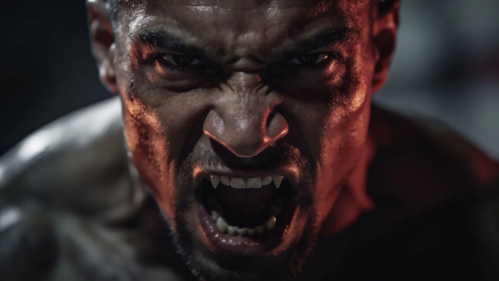 Fierce snarling brawler in dramatic cinematic portrait