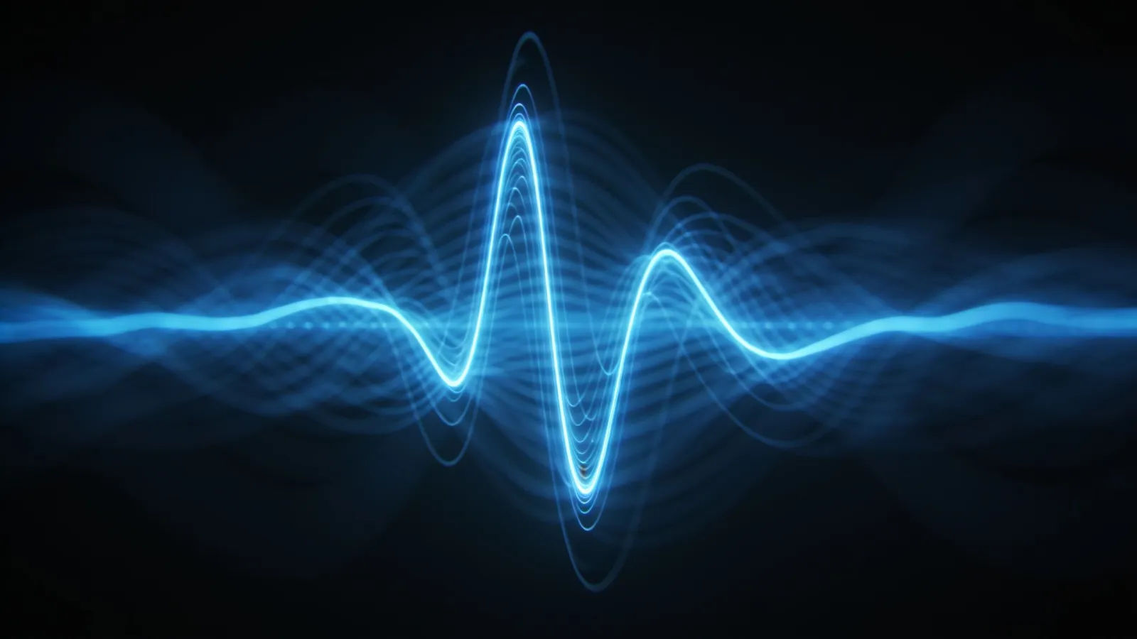Cool blue waveform pulsing through soft darkness