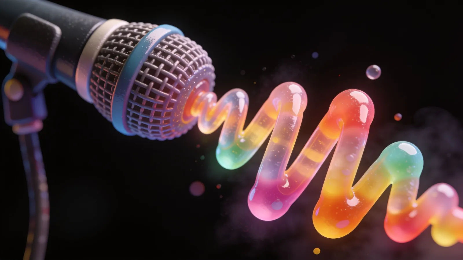 Bright bouncing soundwave from stylized microphone