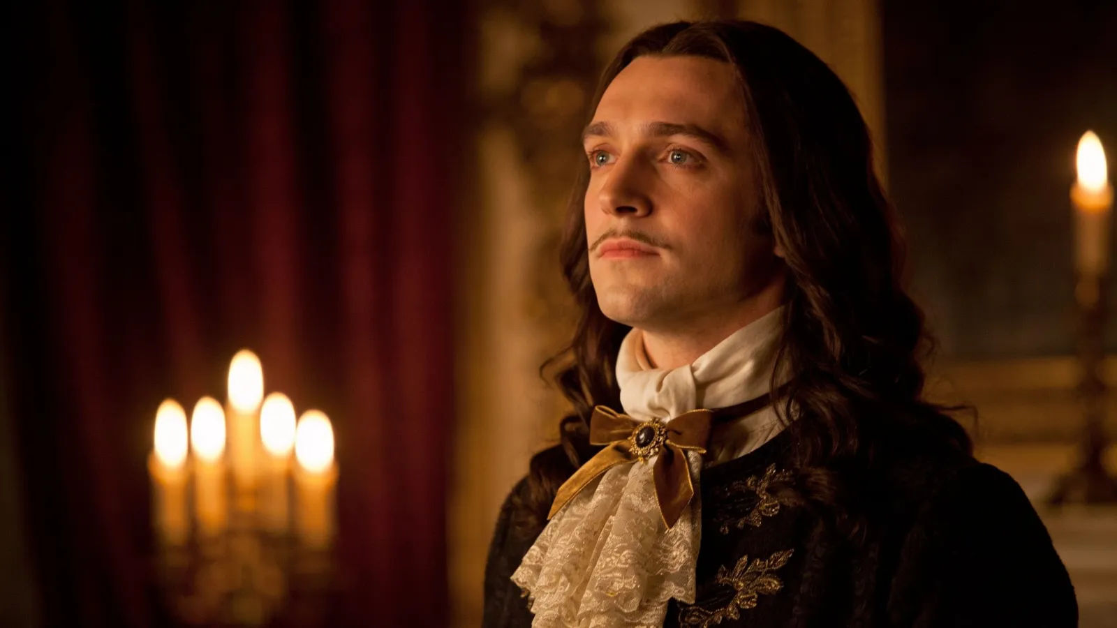 Elegant aristocrat in candlelit burgundy and gold