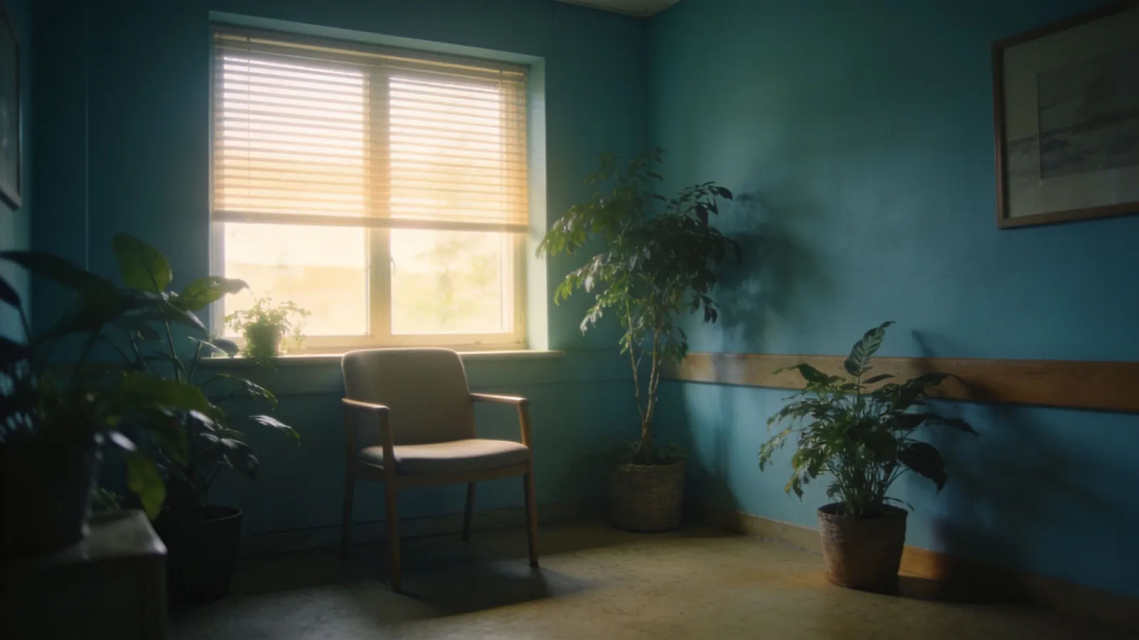 Serene softly lit wellness space by window