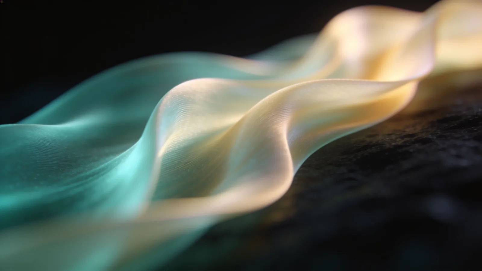 Calm teal and cream waveform on dark