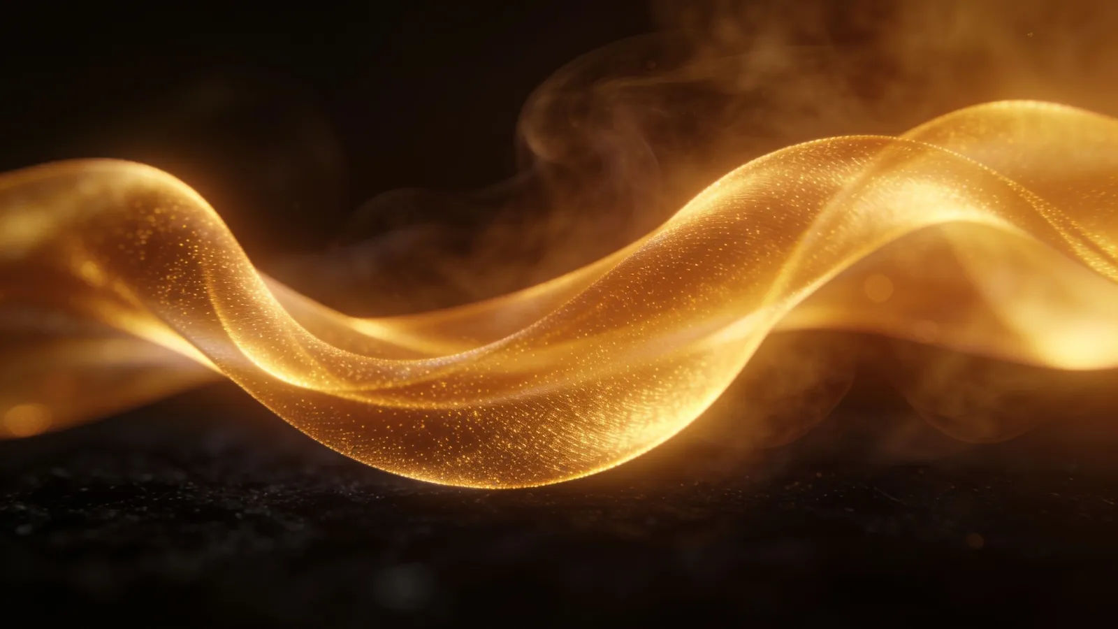 Soft honey-gold glowing waveform in gentle darkness