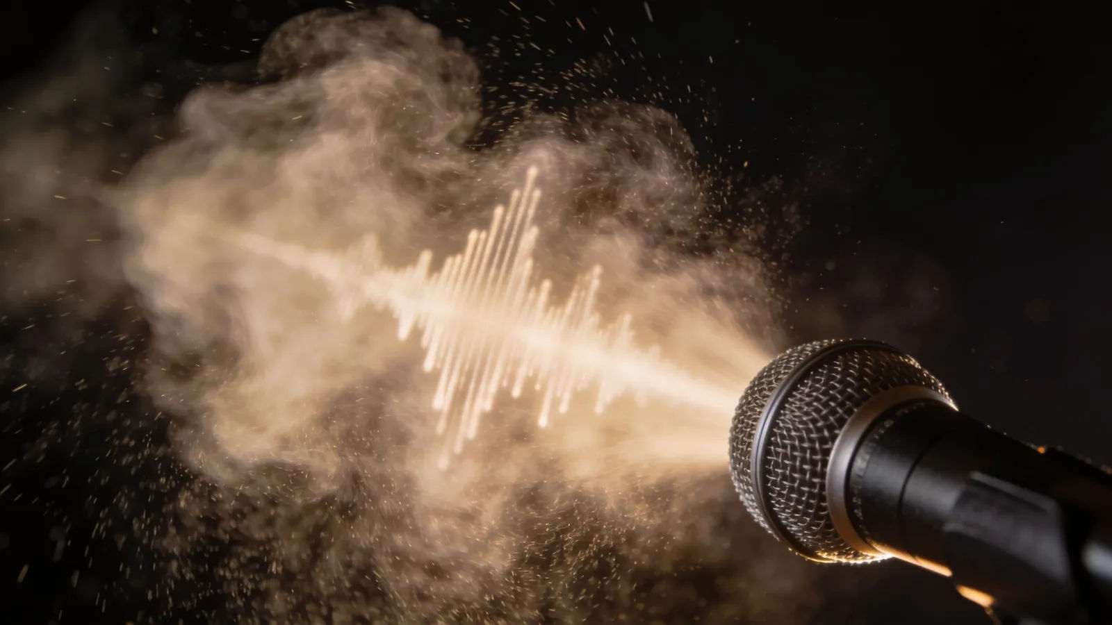 Gentle organic soundwave rising from simple microphone