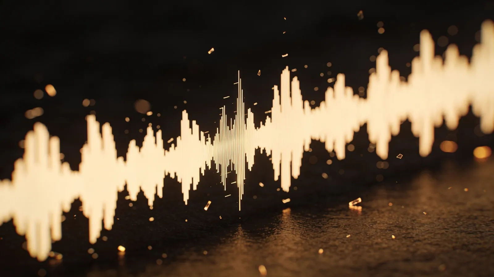 Stuttering broken jittery waveform in pale amber