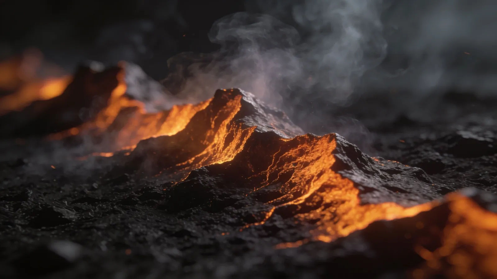 Rough ember-orange waveform in smoky haze