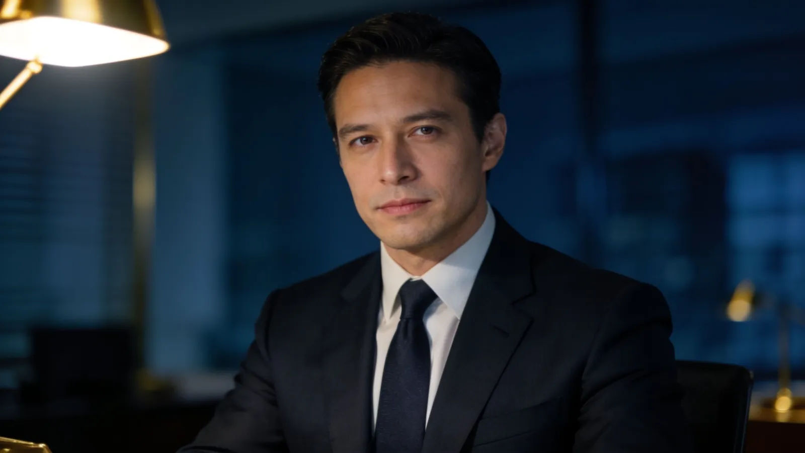 Composed finance professional in sharp dark suit