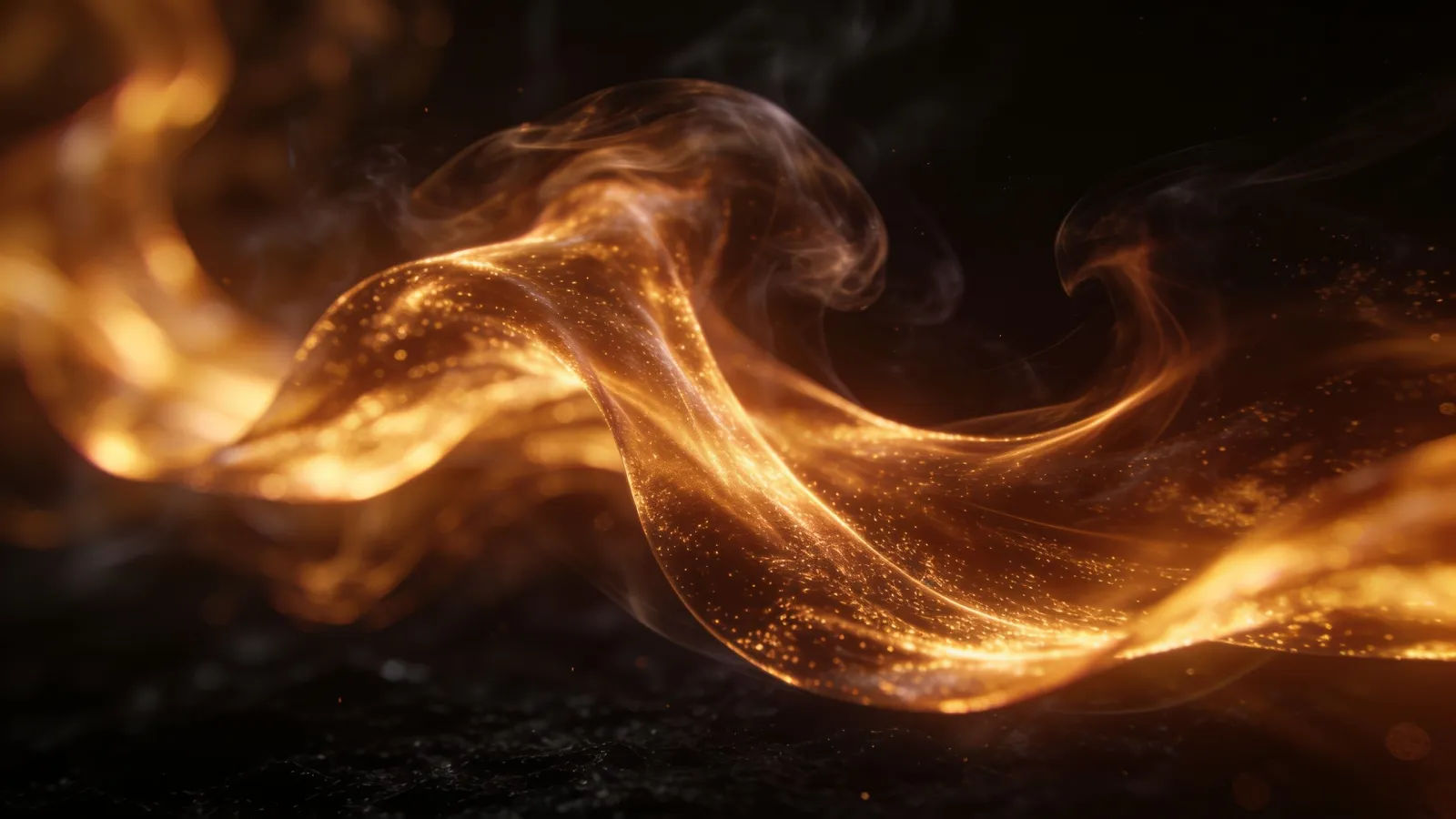 Deep bronze and amber glowing waveform in darkness