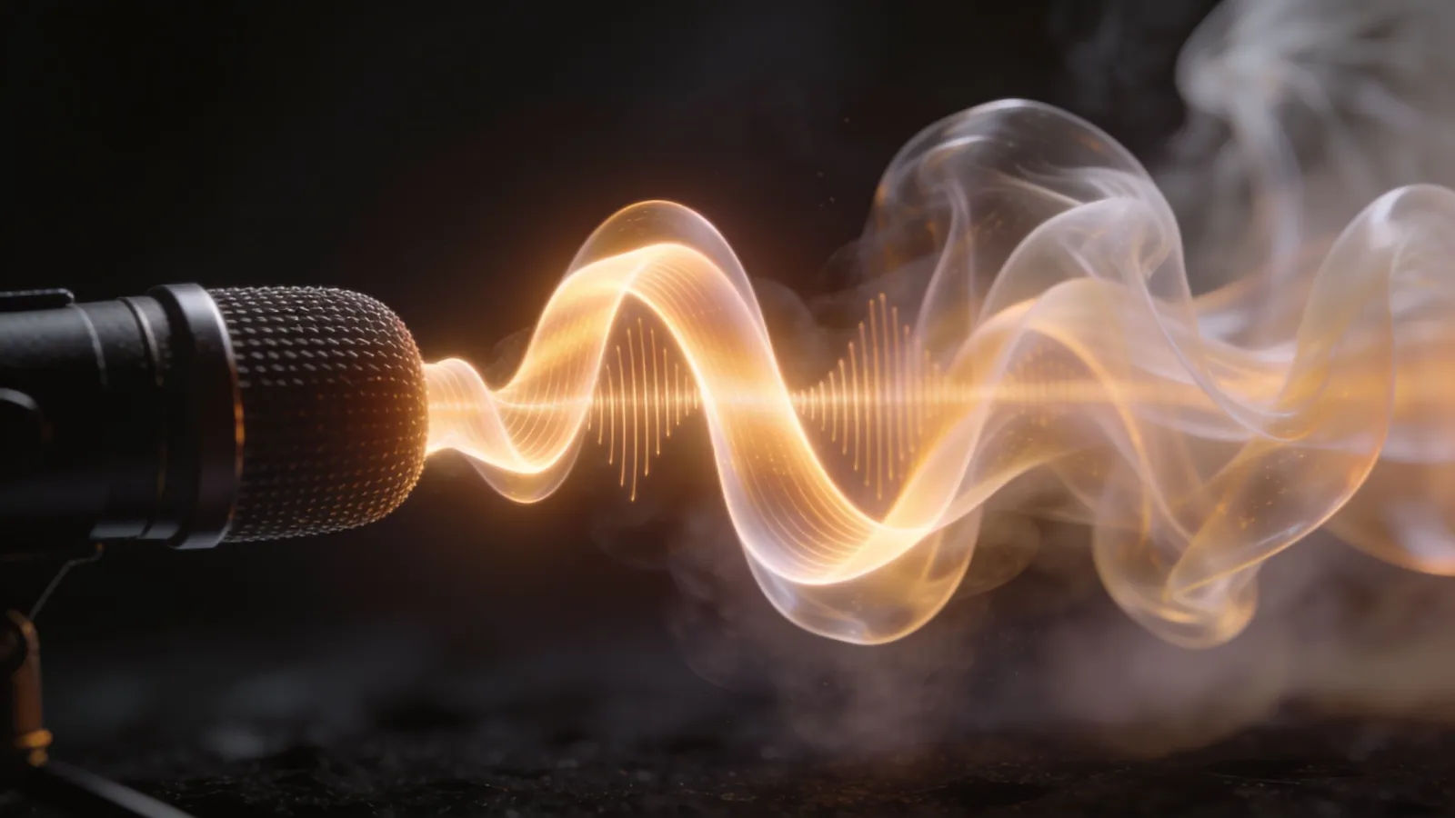 Soft warm waveform curling from studio microphone