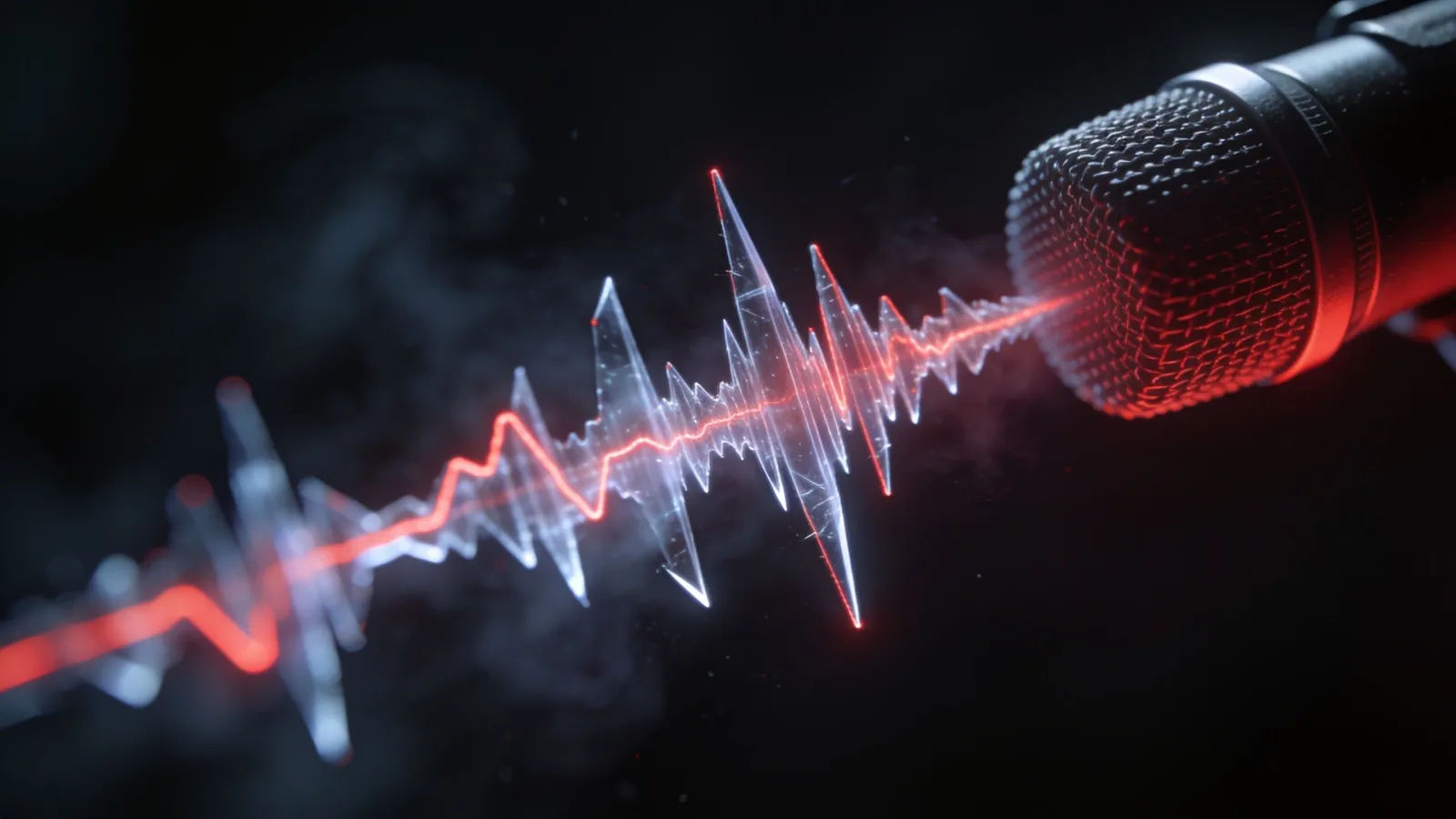 Jagged razor-sharp soundwave slicing from microphone