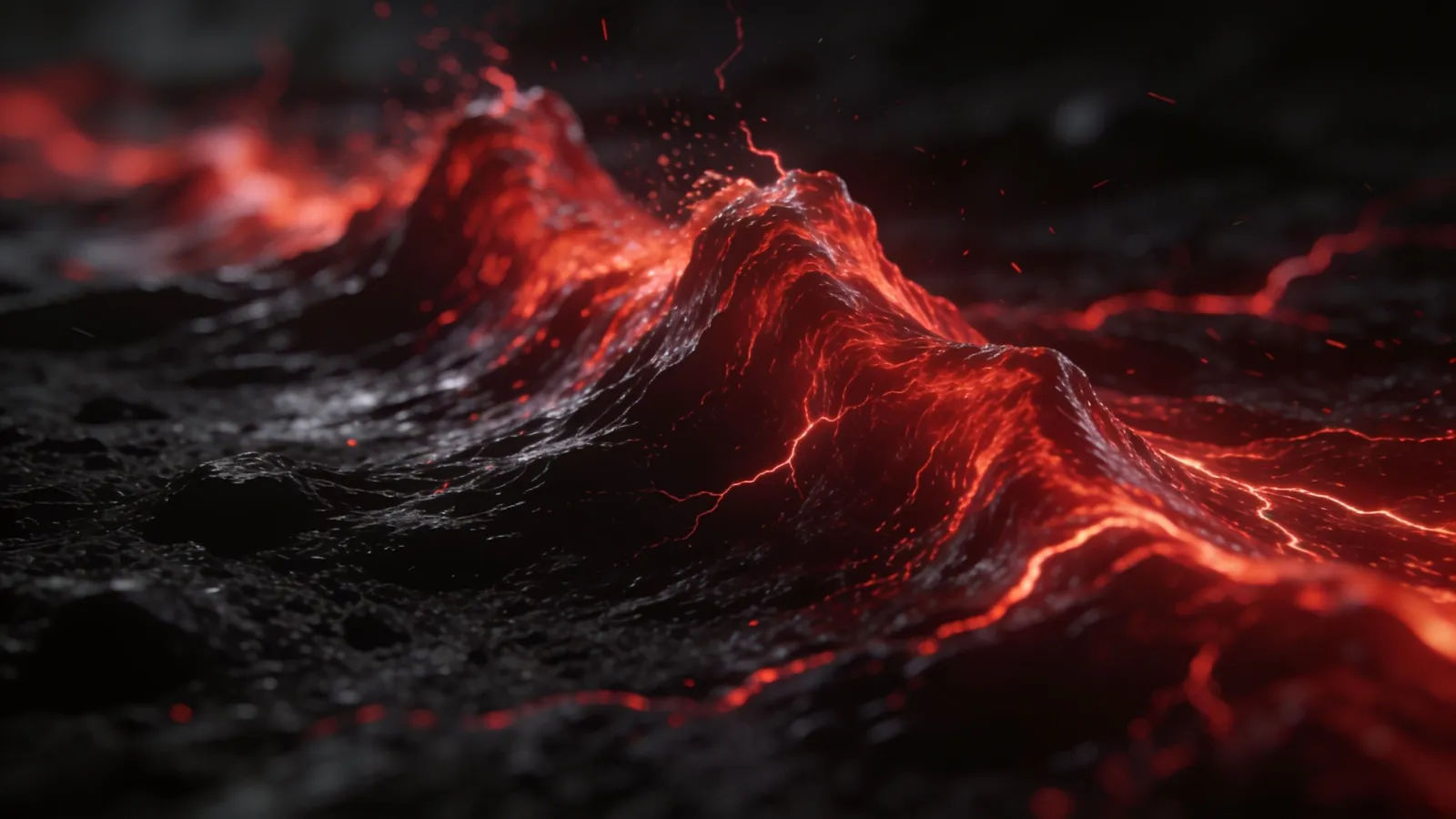 Thundering crimson waveform surging on black