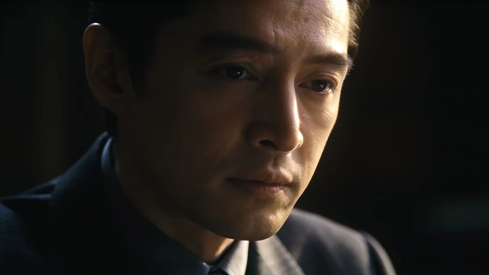Commanding executive in dark suit, cinematic portrait
