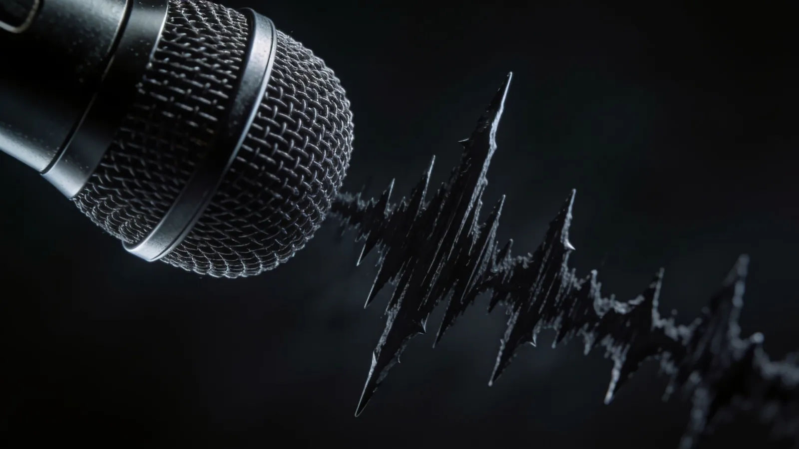Jagged dark waveform spiking off a microphone