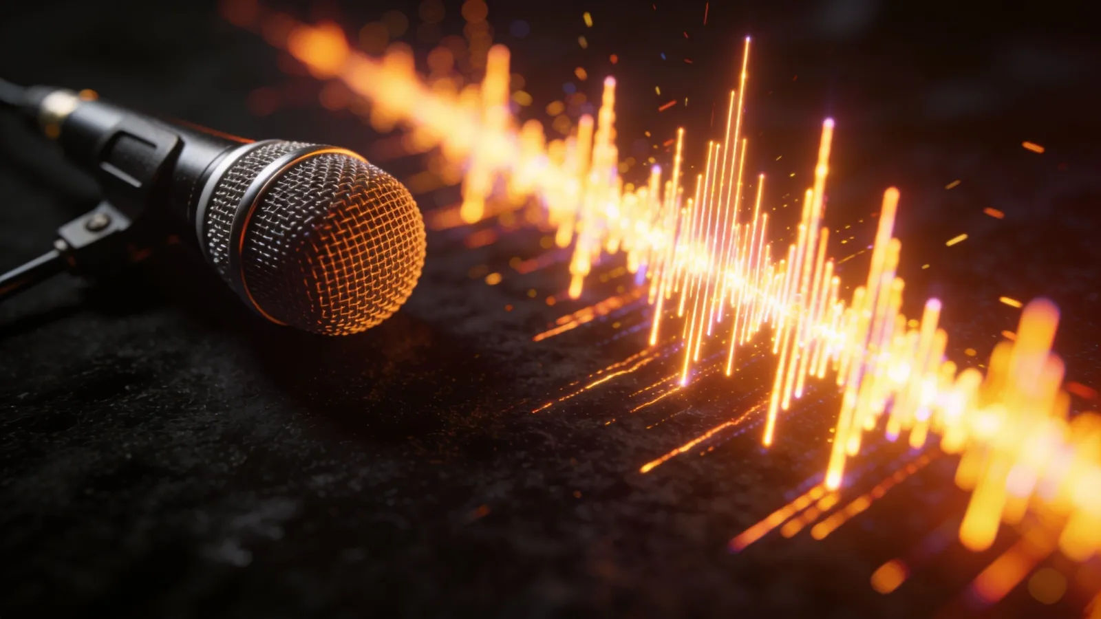 Fast rippling waveform with podcast microphone