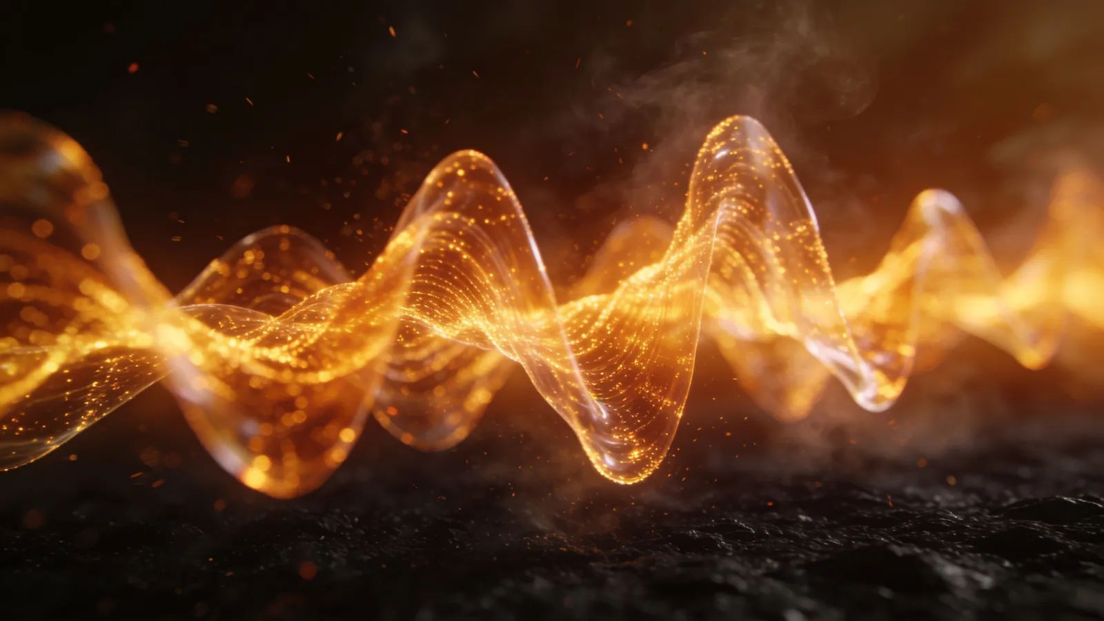 Warm amber-gold waveform shimmering like heat