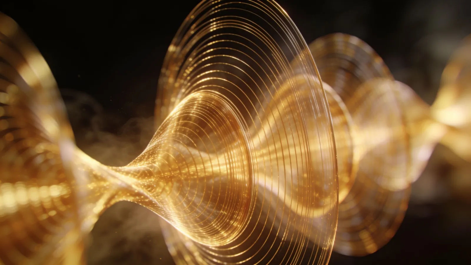 Fine gold filament waveform on velvety black