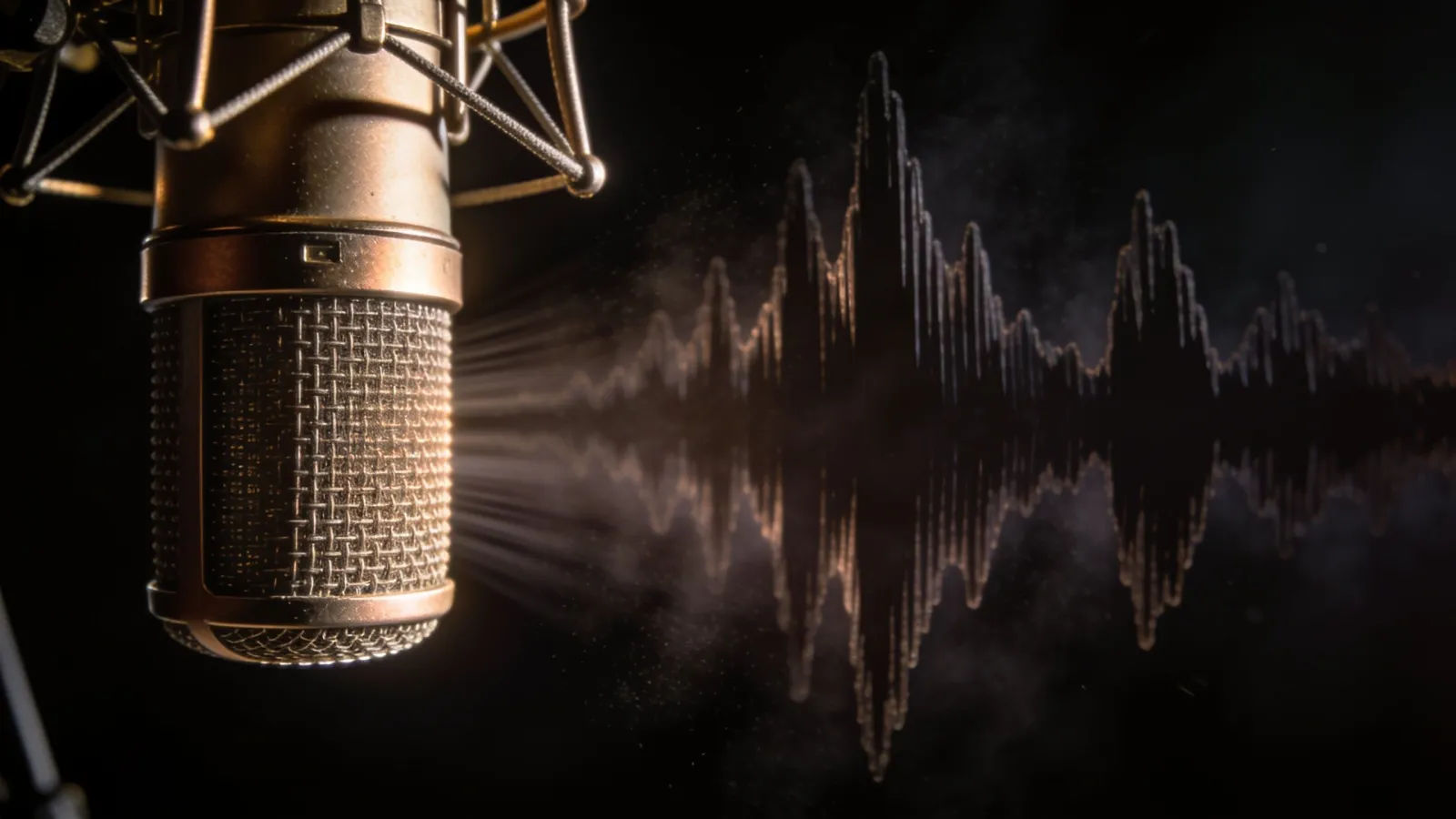 Deep heavy waveform resonating from a studio microphone