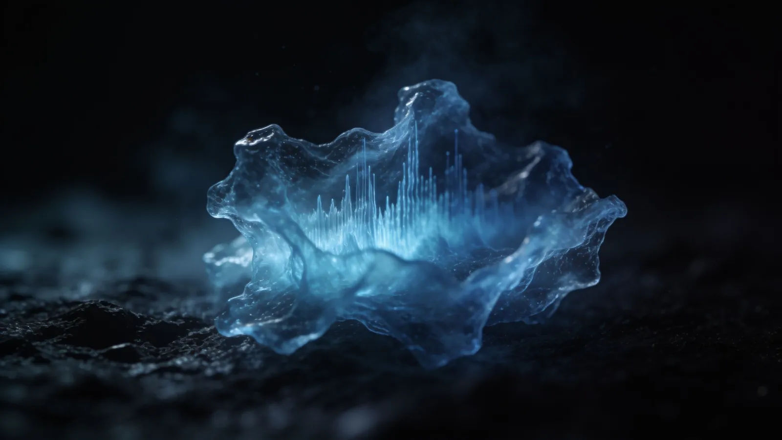 Trembling uneven waveform in dim blue glow