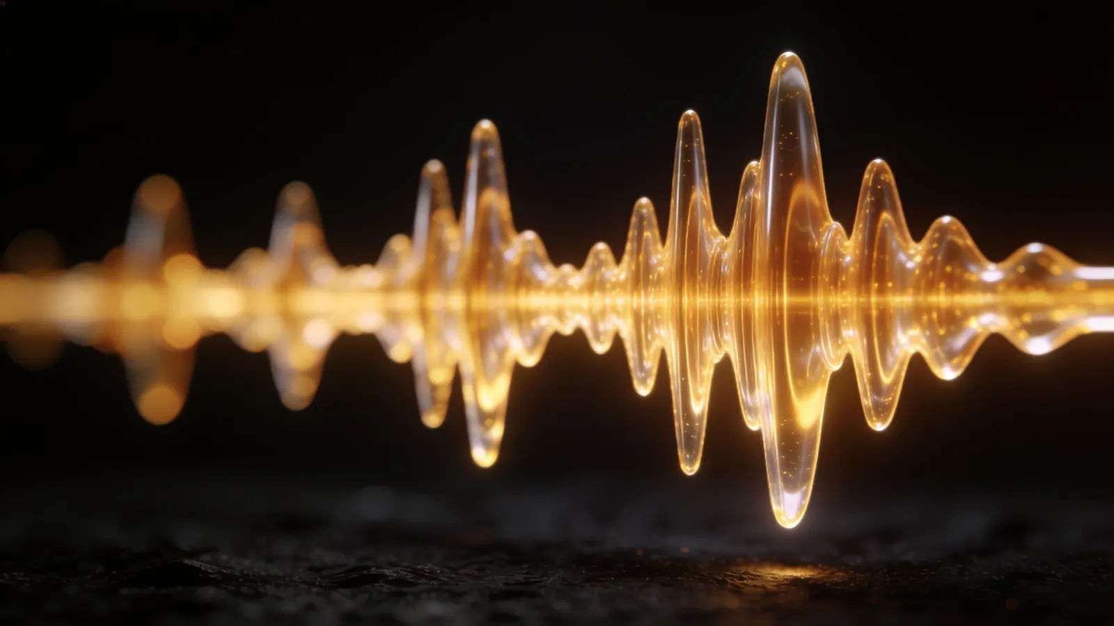Steady even amber-gold waveform on near-black