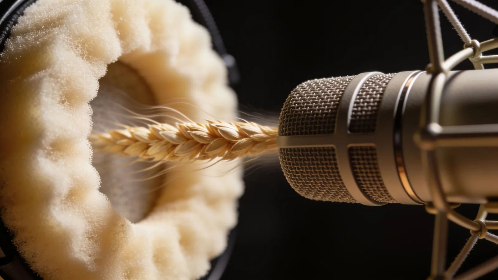 Gentle even waveform flowing from classic studio microphone