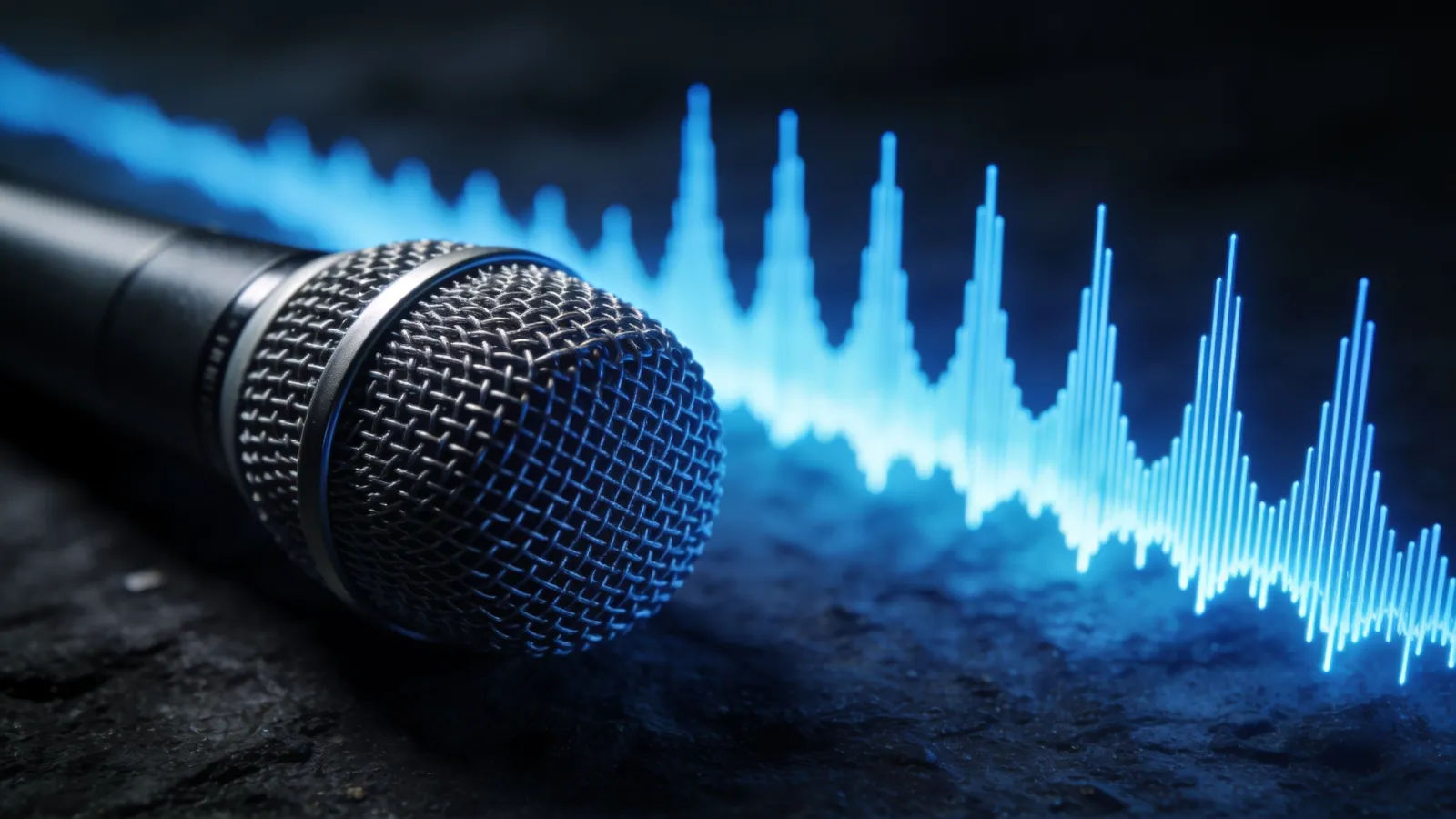 Smooth steady waveform beside a broadcast microphone