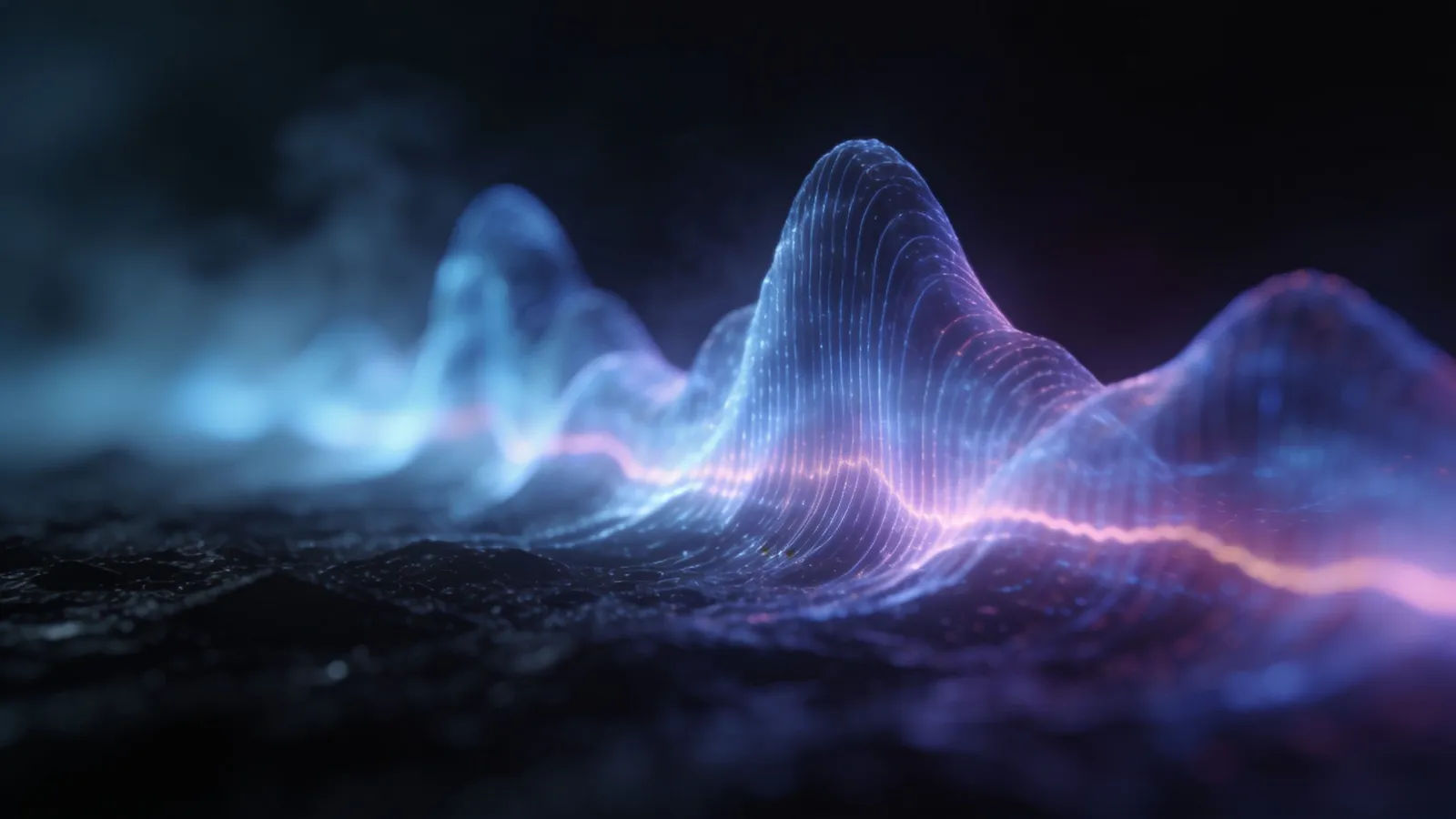Smooth flowing waveform in cool neon glow