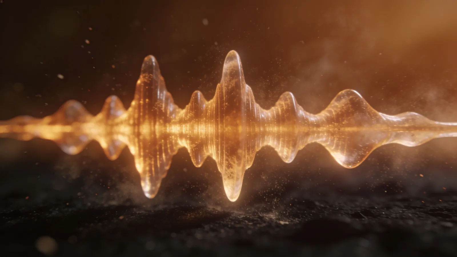 Slow dusty amber waveform with drifting particles