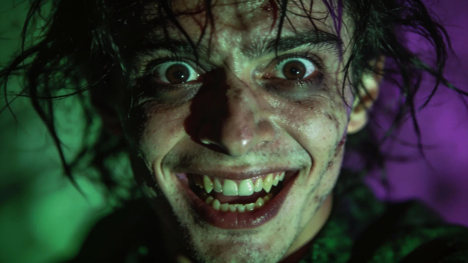 Wild manic character with frantic eyes
