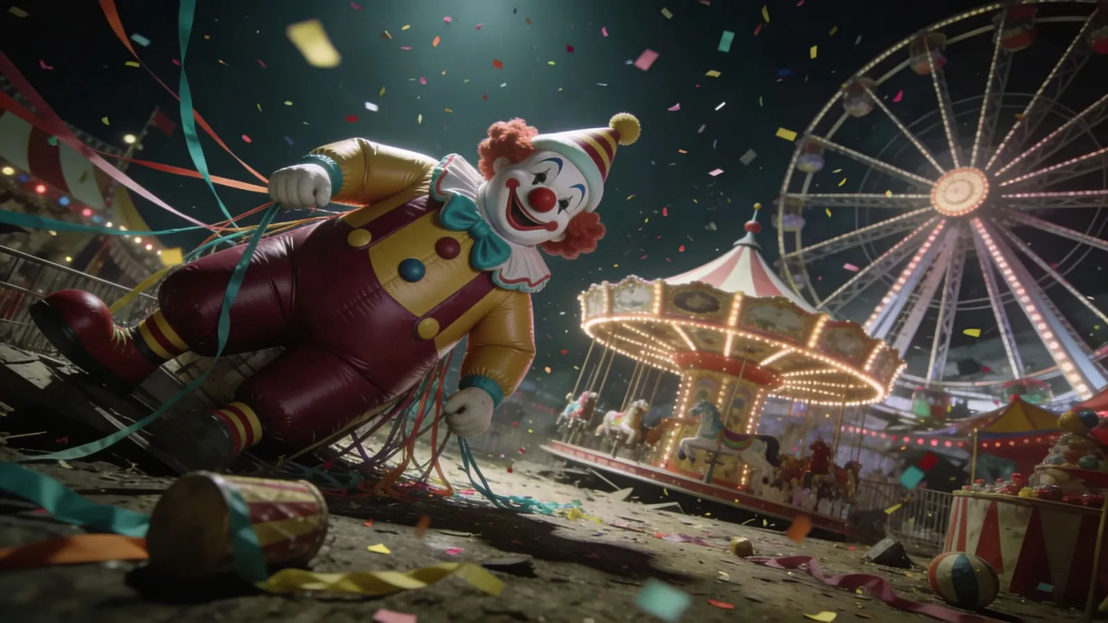 Chaotic surreal carnival-like comedy set