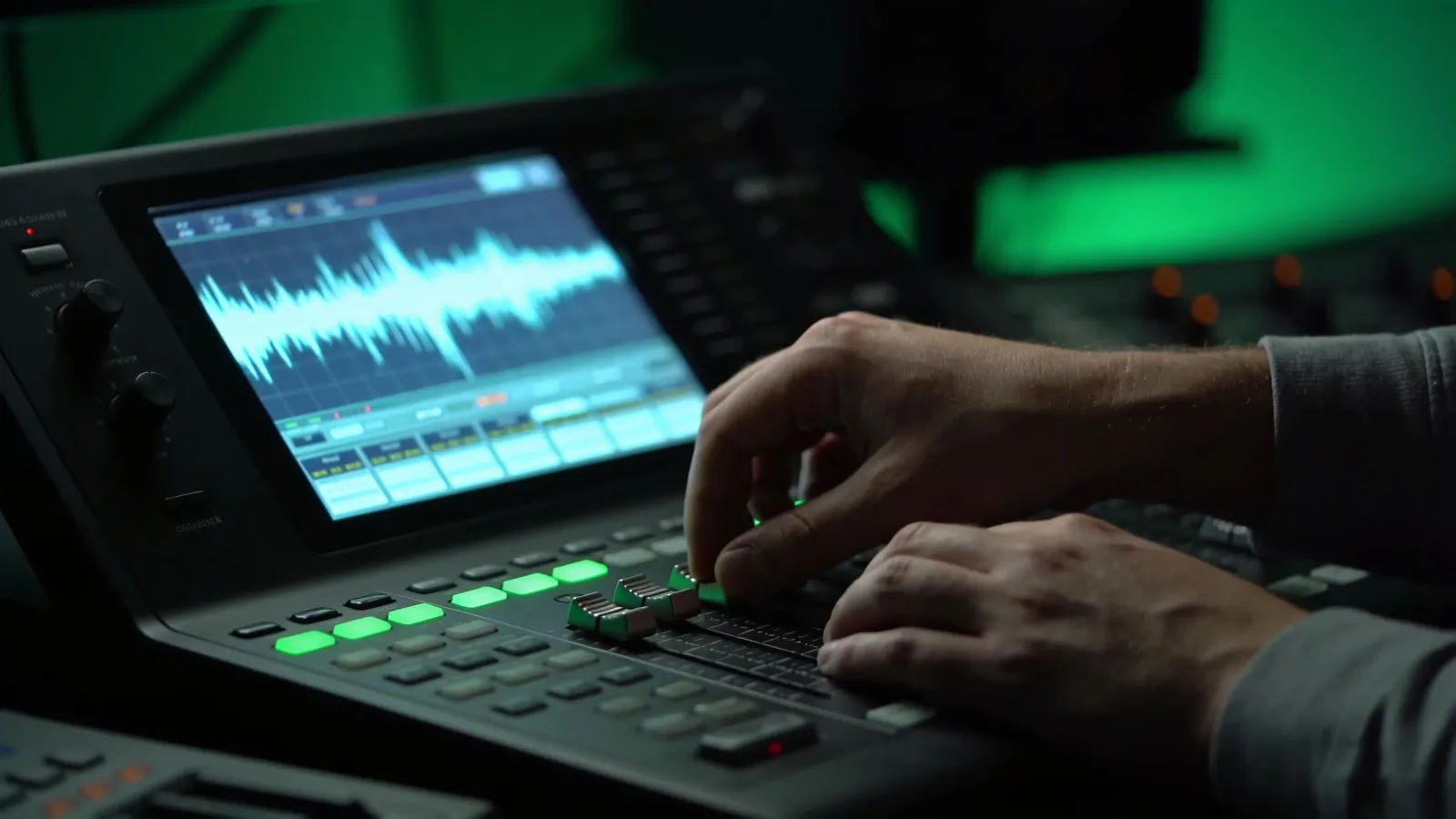Hands at console with cold distorted controls