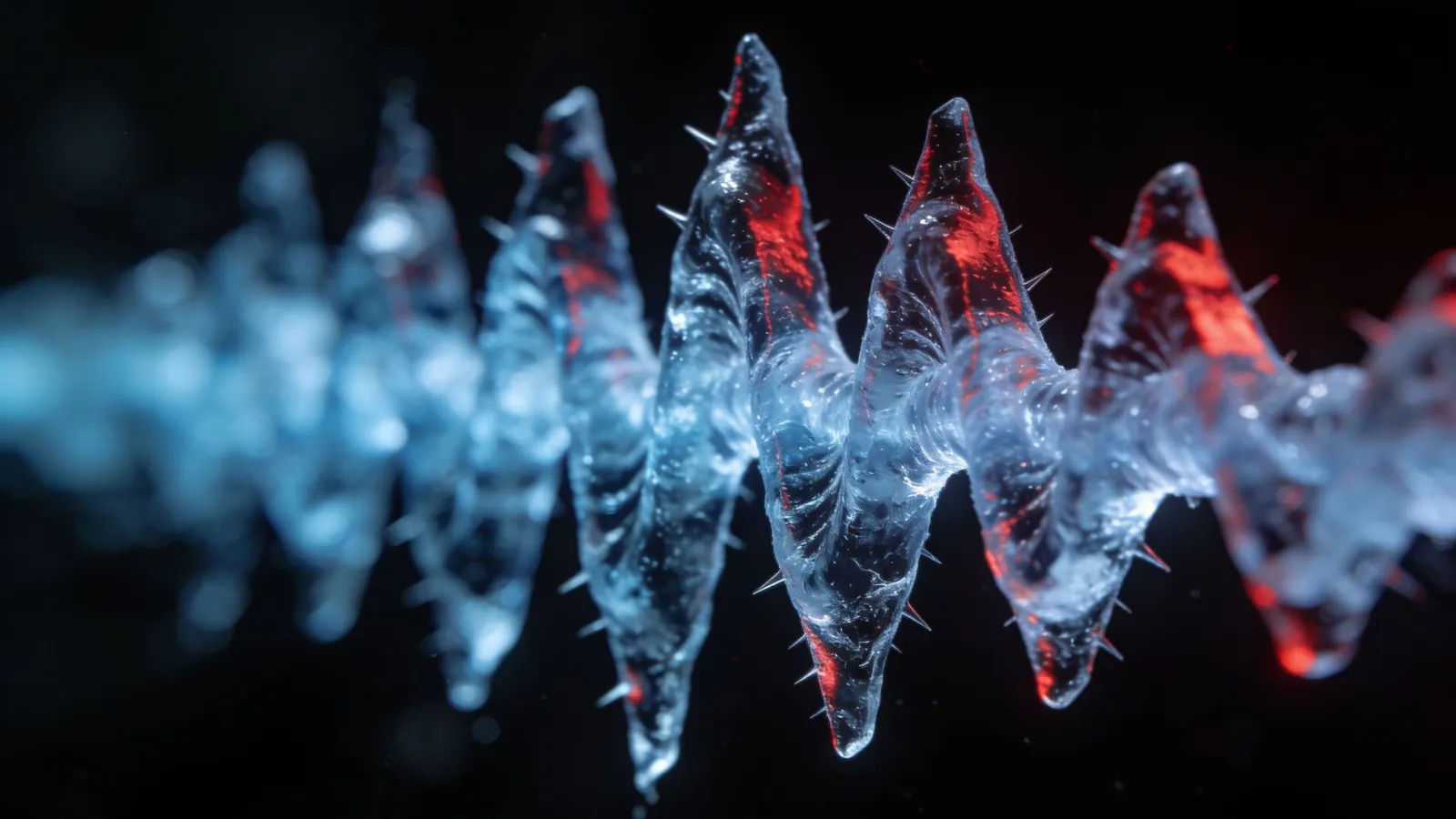 Cold tight waveform in icy blue and crimson