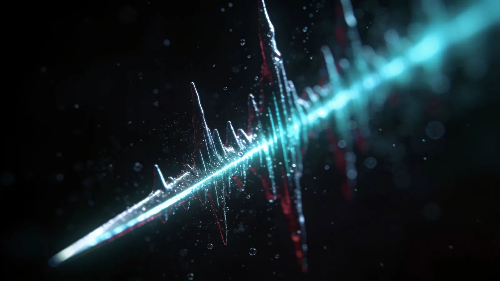 Sharp glowing audio waveform blade