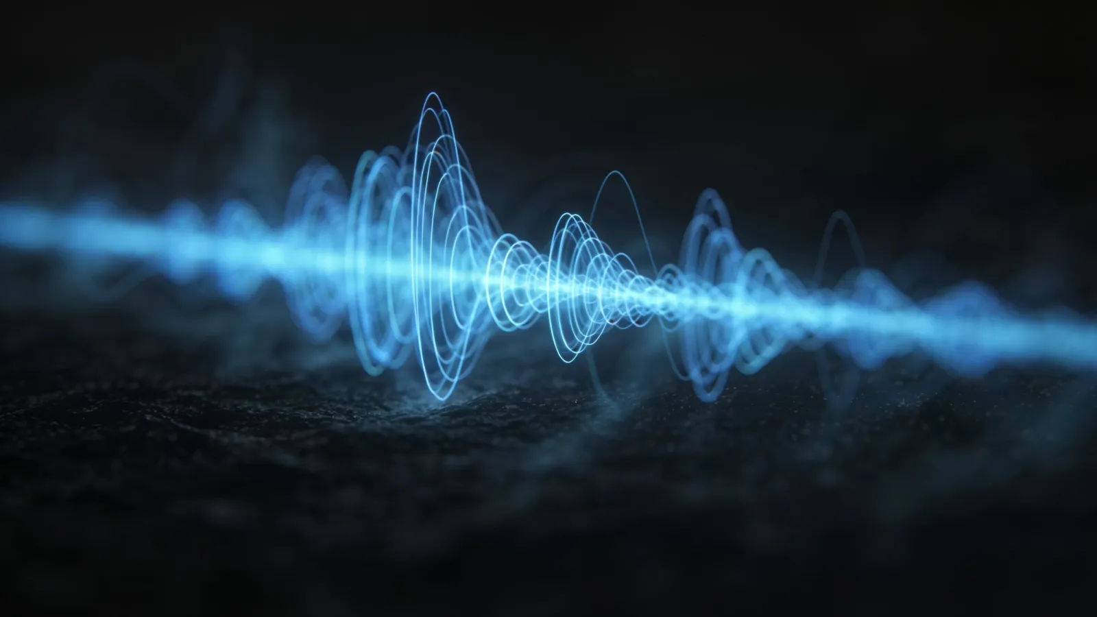 Fading blue waveform flattening into darkness