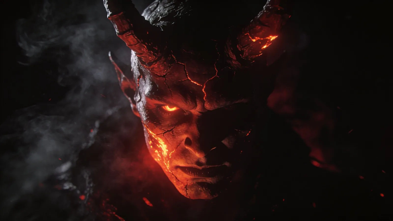 Nameless horned fiend glowing with embers