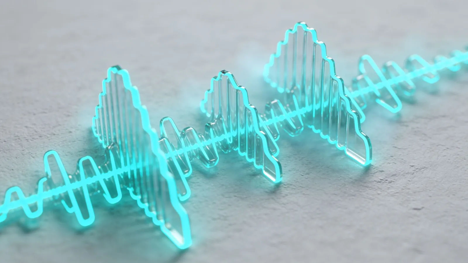 Clean teal waveform on pale ground