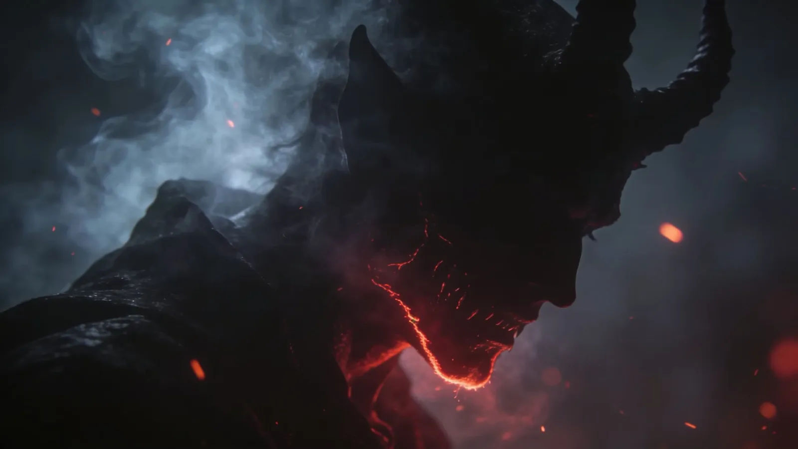 Nameless menacing shadow figure with crimson rim light