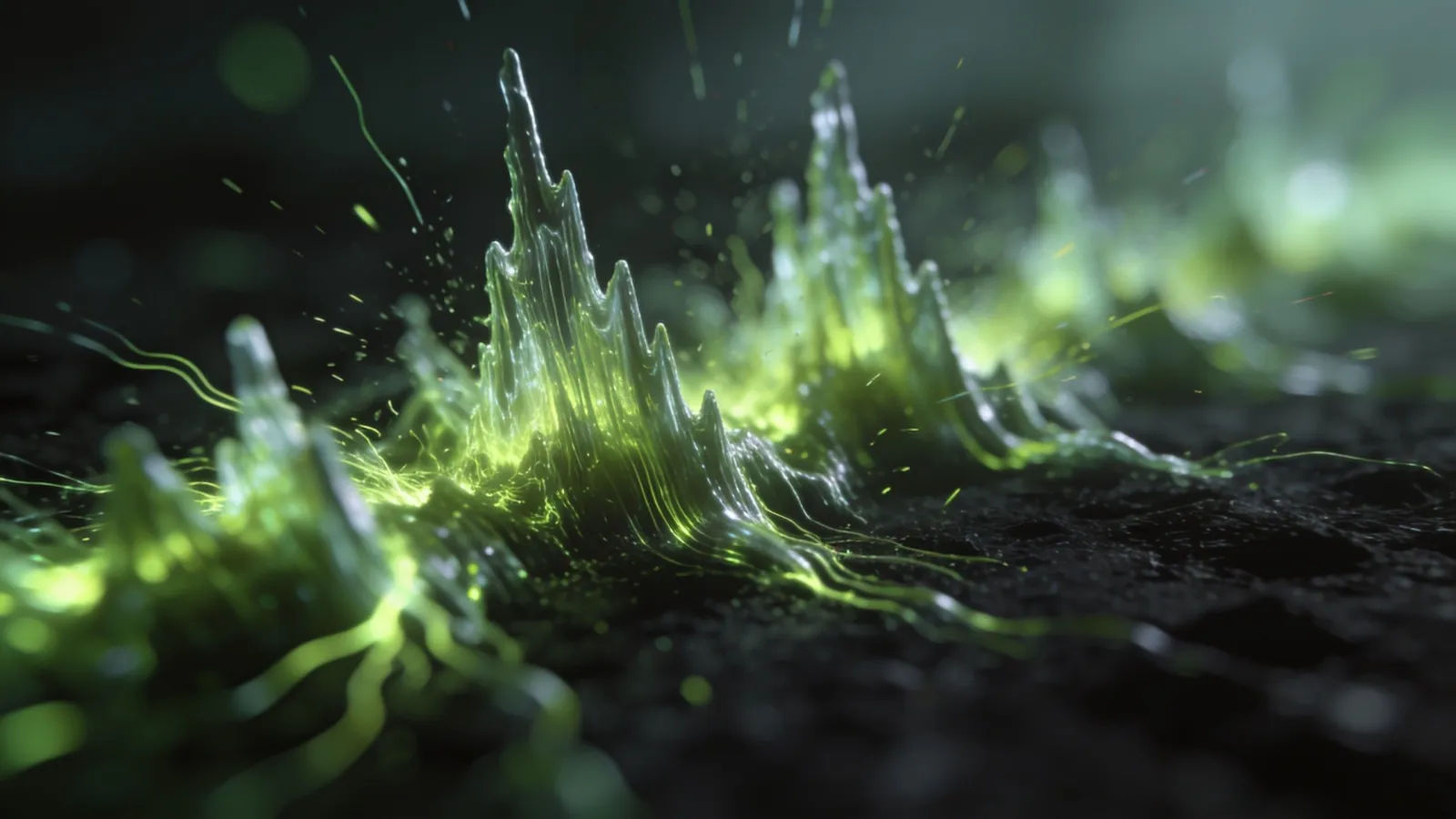 Sharp jagged green waveform spiking