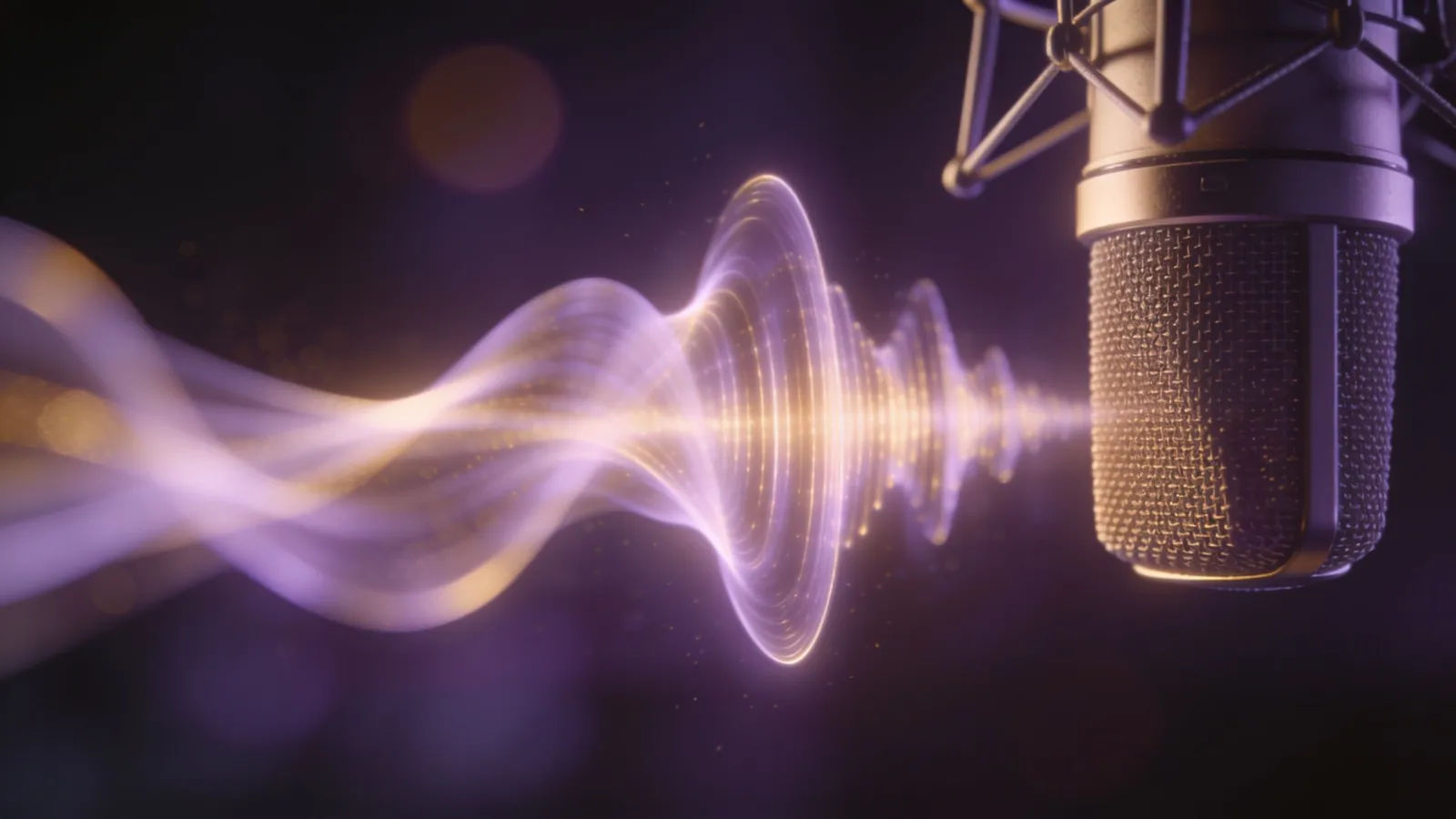 Microphone beside soft glowing light waveform