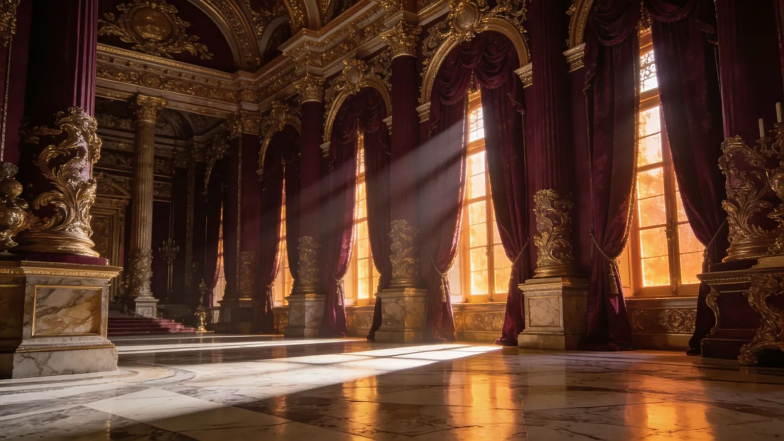Opulent baroque palace court interior