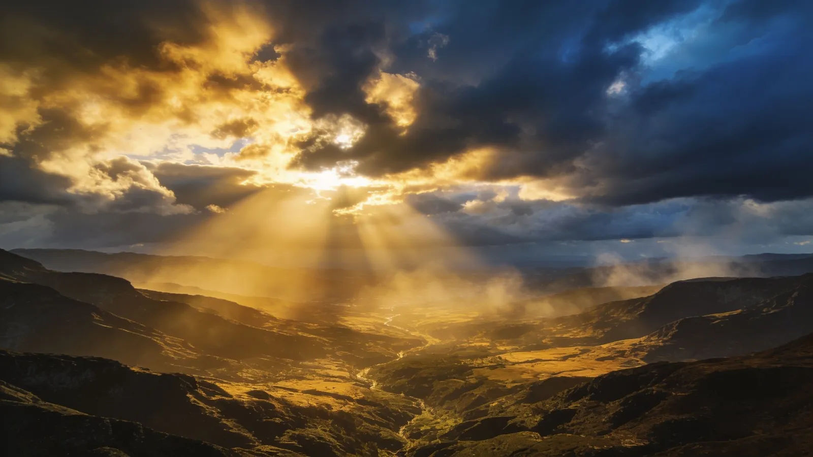 Epic valley with god rays
