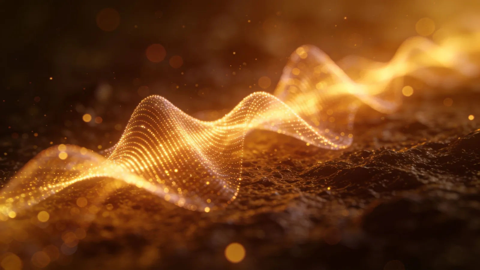 Soft rolling honey-toned glowing waveform