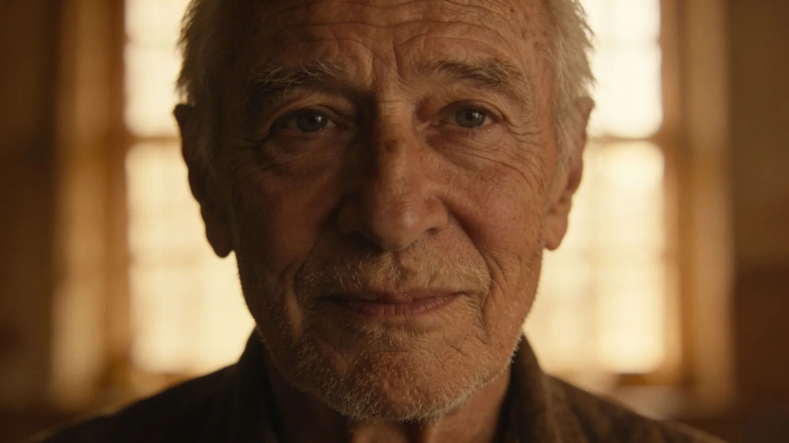 Weathered elderly man with kind eyes, warm portrait
