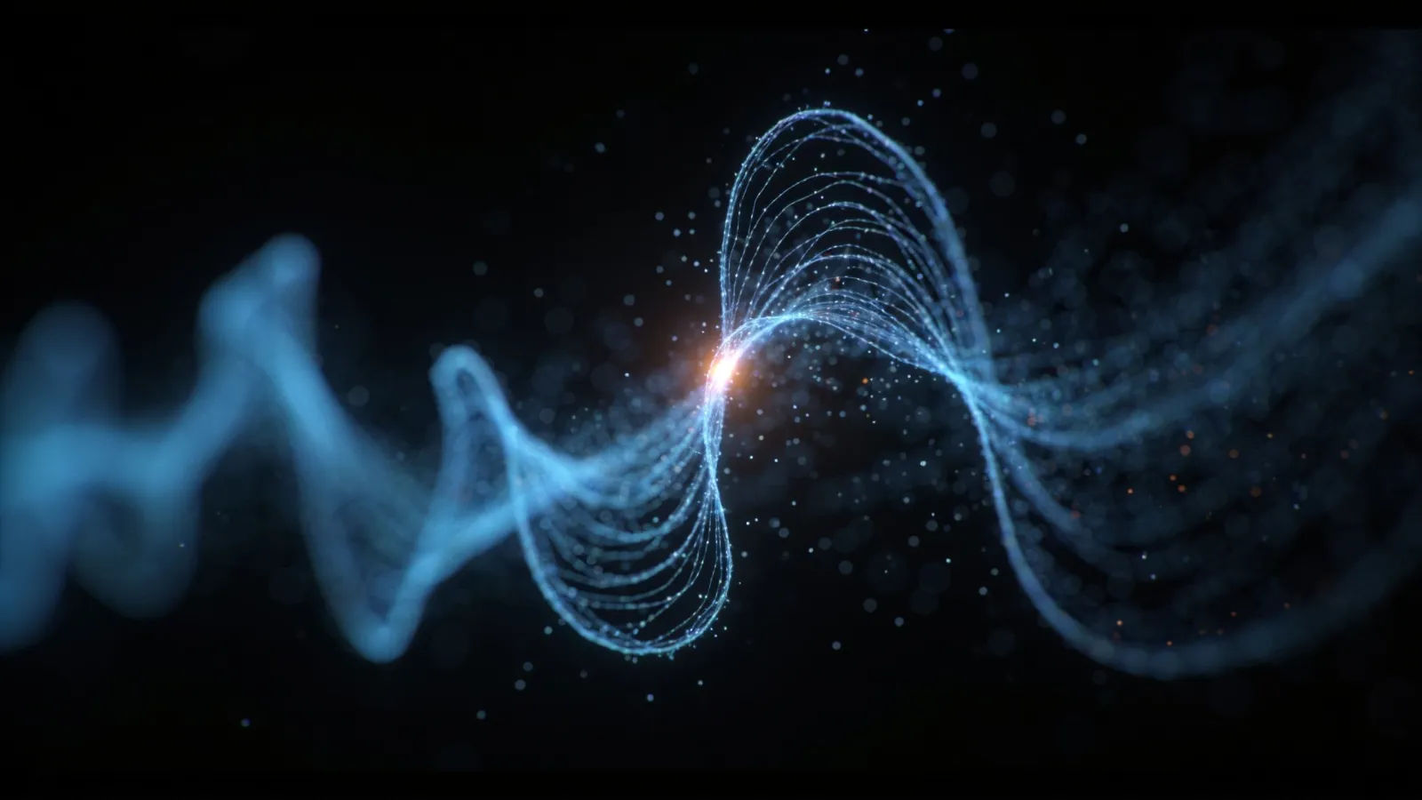 Delicate fragile waveform dissolving into particles