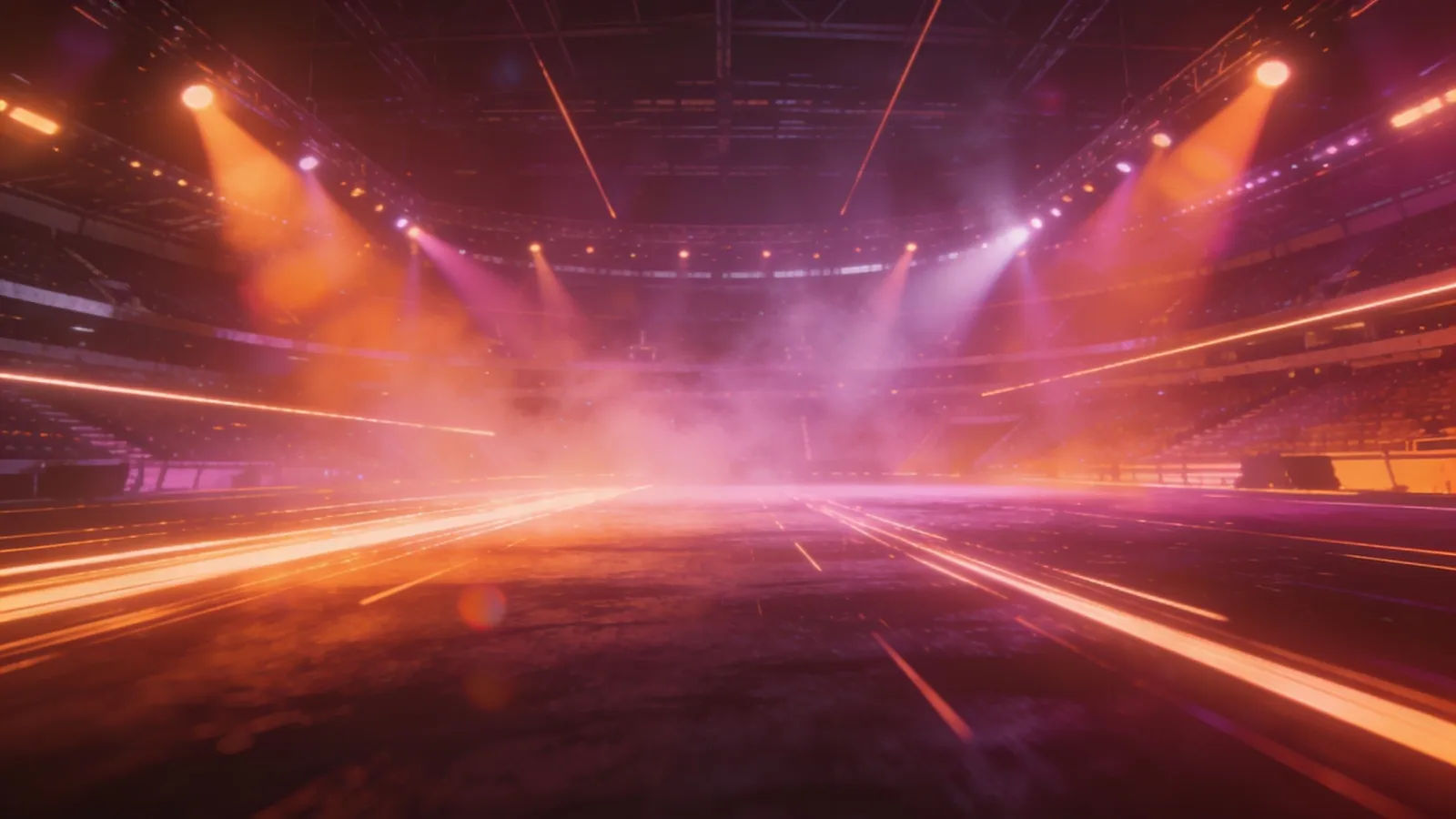 Bright arena promo with light trails
