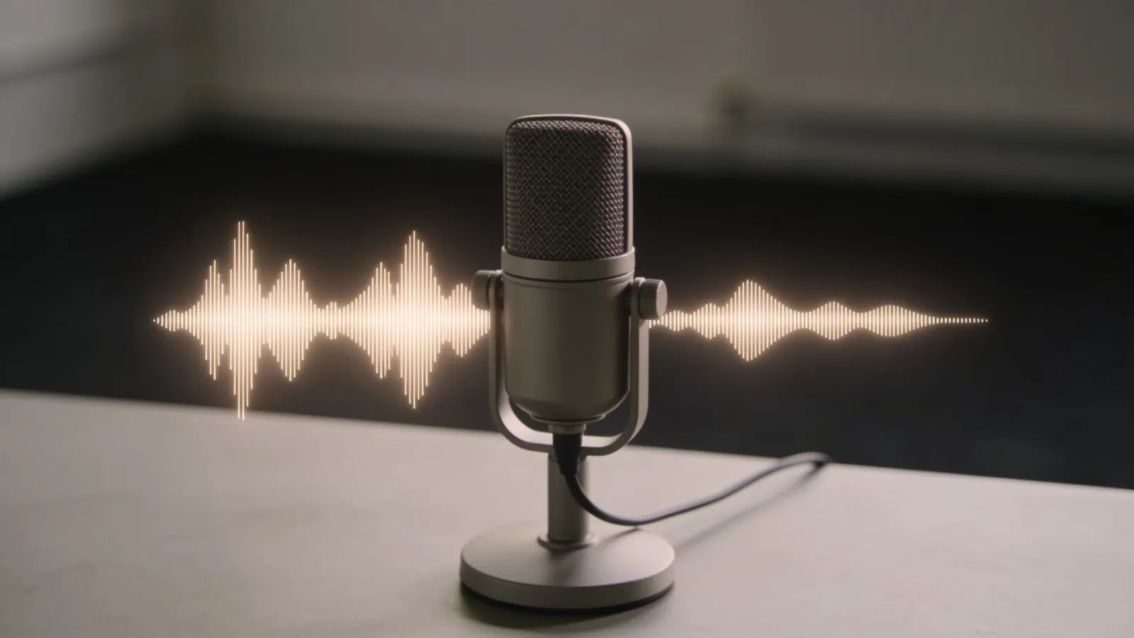Plain broadcast microphone with calm neutral waveform
