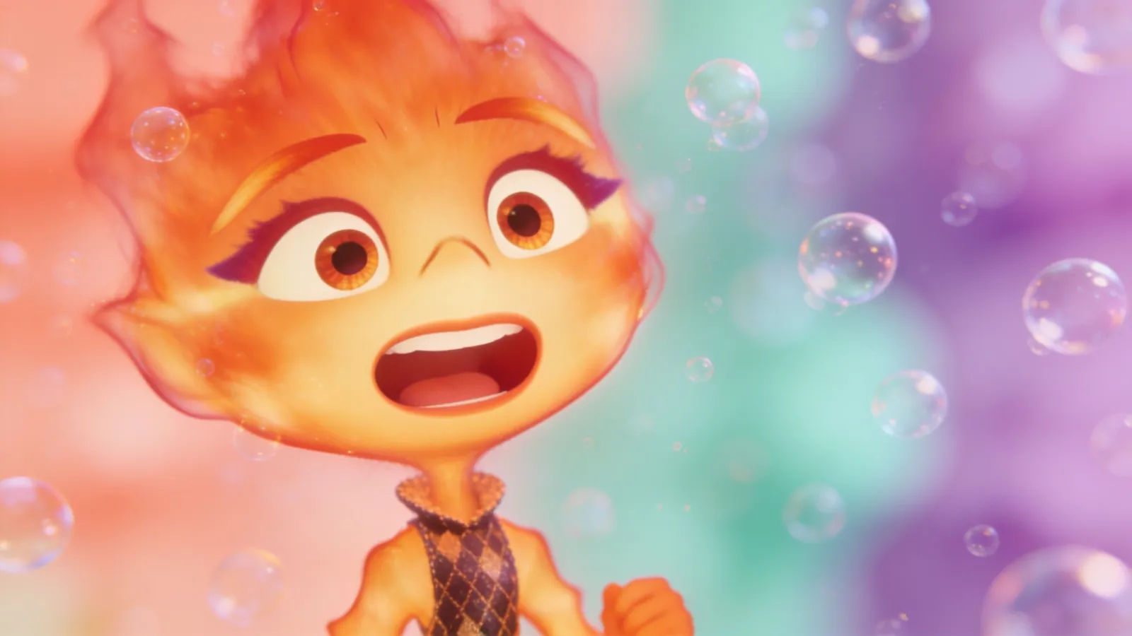 Giddy wide-eyed character pastel portrait